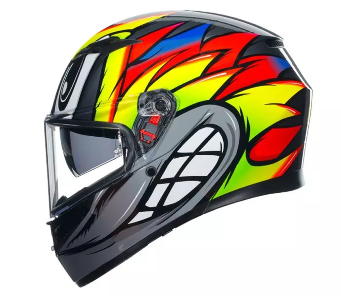 Helma na moto AGV 2118381001 012 K3 E2206 MPLK BIRDY 2.0 GREY/YELLOW/RED vel. XL