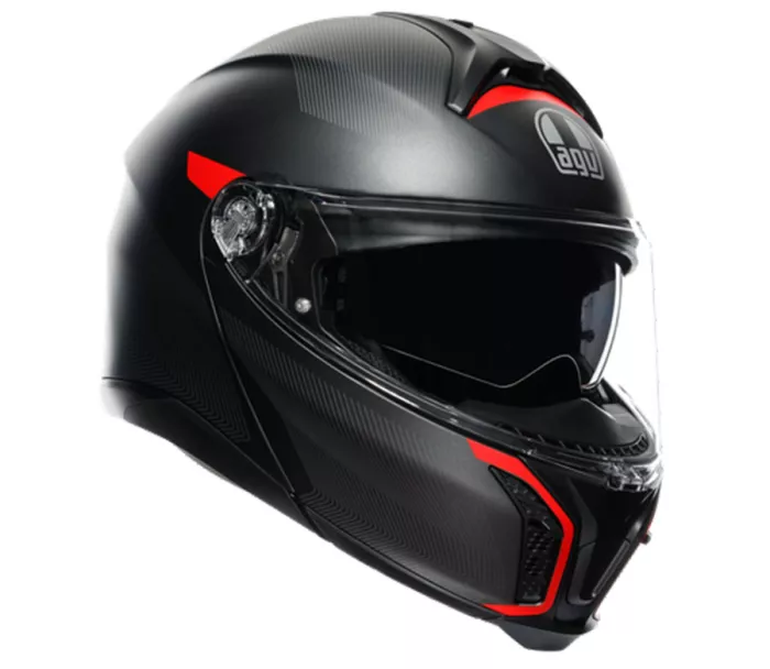 Helma na moto AGV TOURMODULAR MULTI MPLK FREQUENCY MATT GUNMETAL/RED vel. XL
