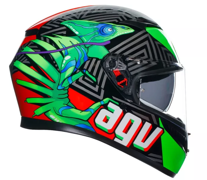 AGV K3 E2206 KAMALEON BLACK/RED/GREEN vel. M